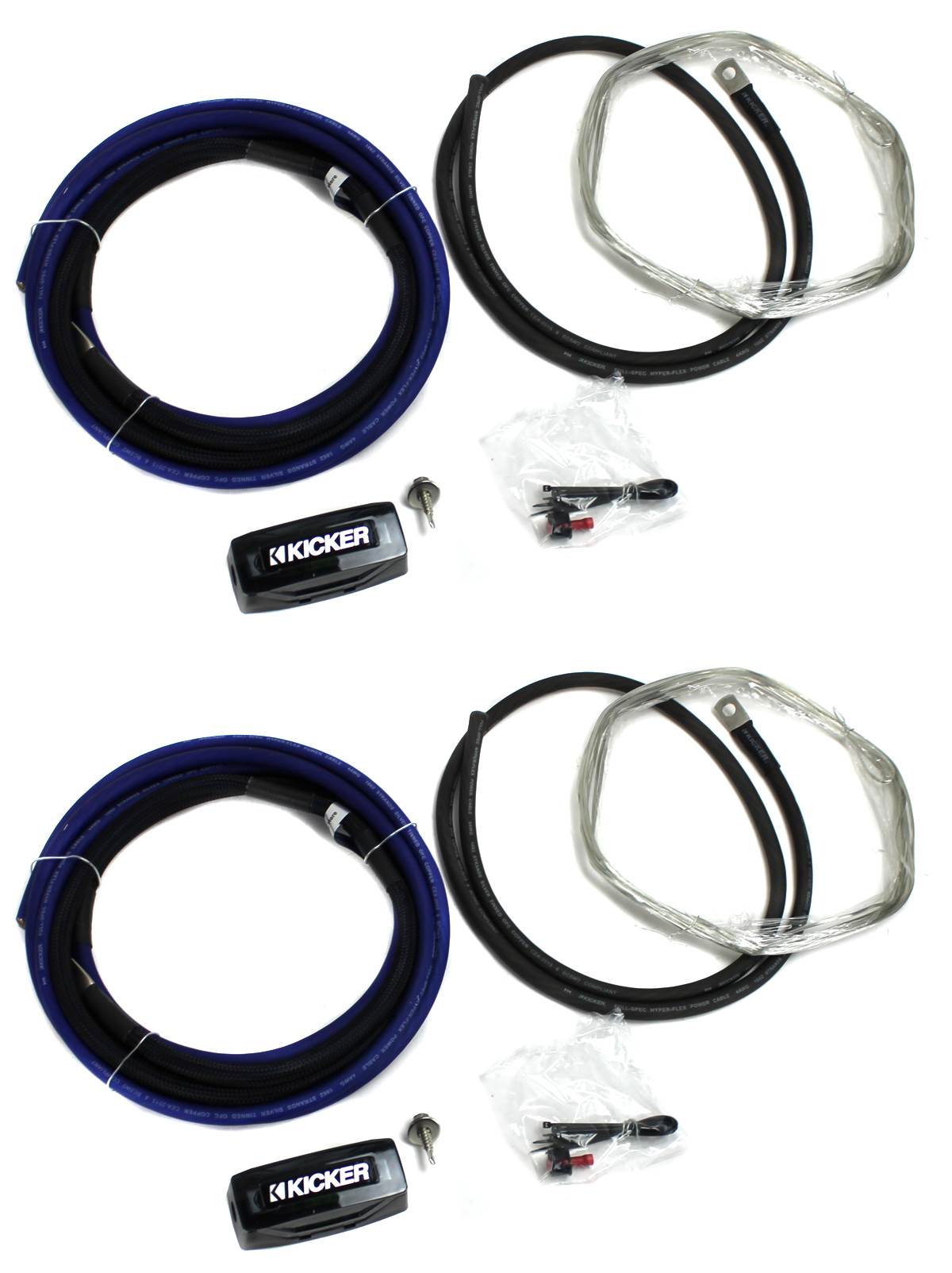 2) Kicker PK4 4-Gauge 2-Channel Car Audio Amplifier Amp Installation Kit 4AWG