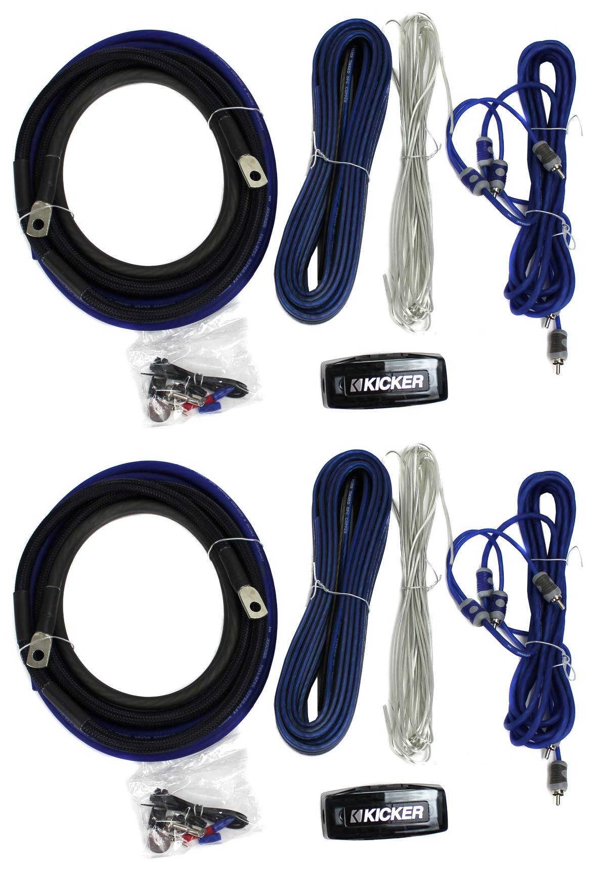 2) New Kicker CK4 4-Gauge 2-Channel Complete Car Amplifier Installation Kit 4AWG