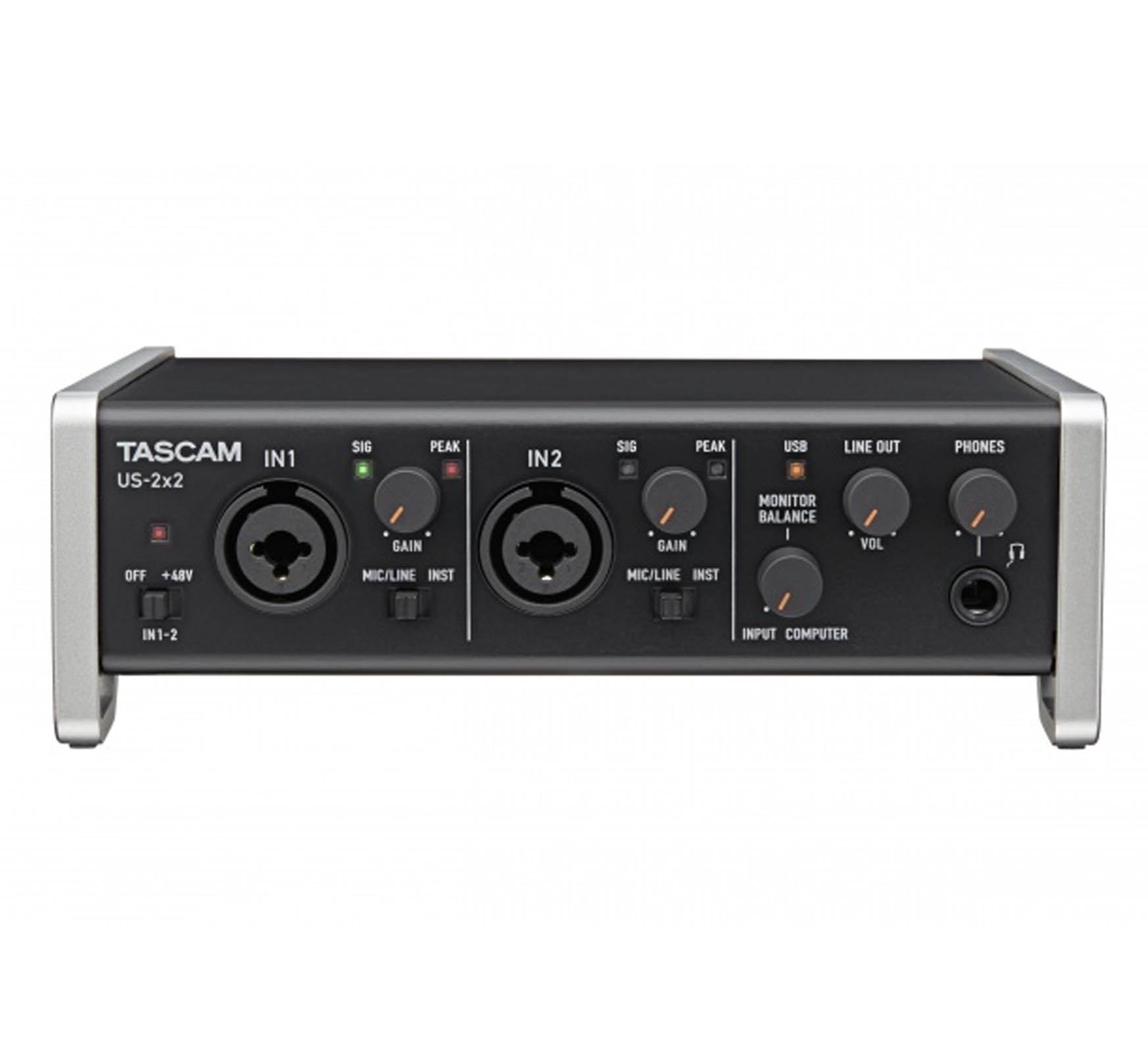 TASCAM US-2X2 2 Channel USB 2.0 Audio/MIDI Recording PC Interface w/ Software