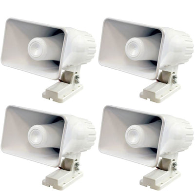 Pyle Pro 6" 50 Watts 8 Ohms Indoor and Outdoor PA Horn Speaker, White (4 Pack) - VMInnovations