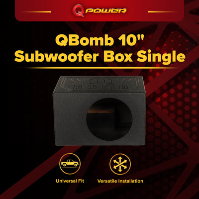 QPower QBOMB10VL Single 10" Vented Ported Car Subwoofer Sub Box Enclosure QBOMB