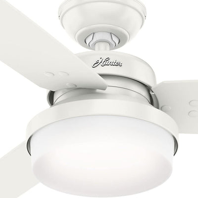 Hunter Sentinel 52 Inch Modern Ceiling Fan with LED Light and Remote, White