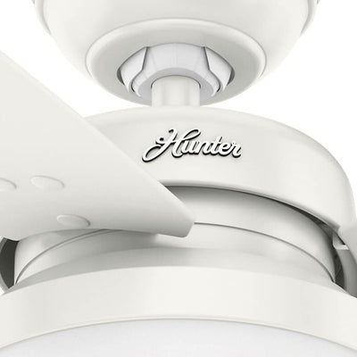 Hunter Sentinel 52 Inch Modern Ceiling Fan with LED Light and Remote, White