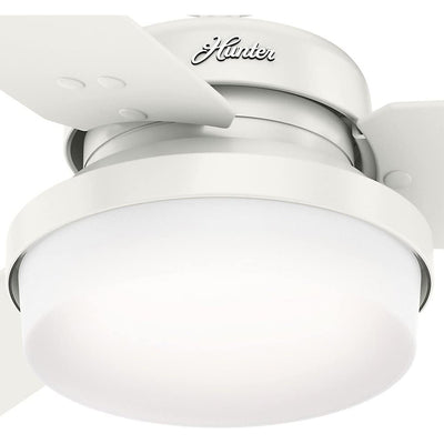 Hunter Sentinel 52 Inch Modern Ceiling Fan with LED Light and Remote, White