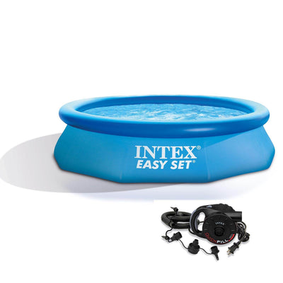 Intex 10ft x 30in Easy Set Inflatable Above Ground Swimming Pool with Air Pump