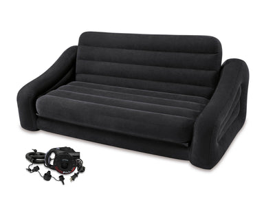 Intex Inflatable Pull-Out Sofa & Queen Bed Mattress Sleeper w/ AC Power Air Pump
