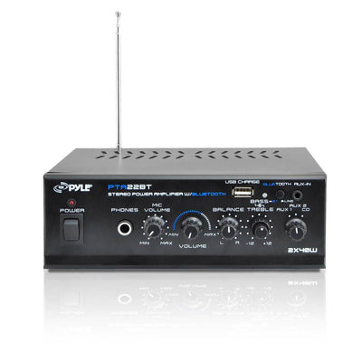 Pyle Mini Bluetooth Home Audio 80 W 2 Channel Amplifier Stereo Receiver (4 Pack)