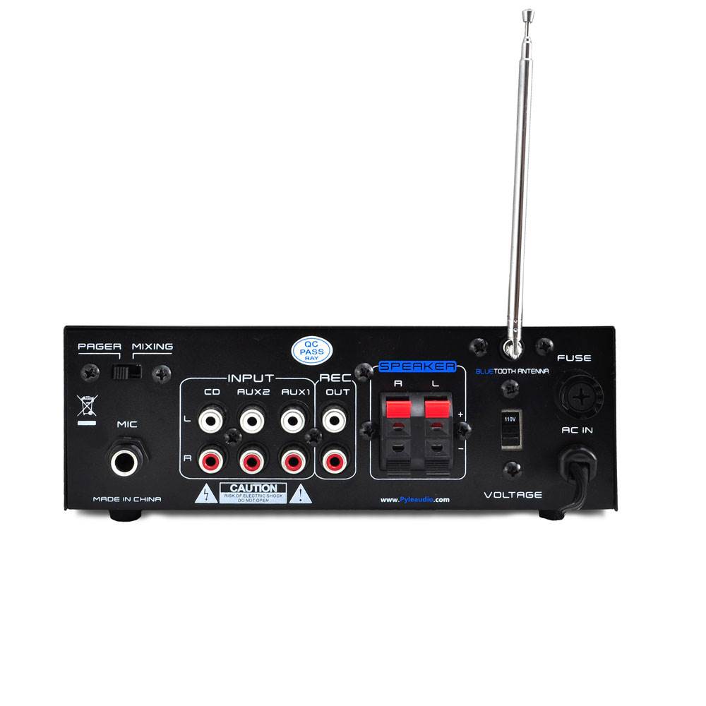 Pyle Mini Bluetooth Home Audio 80 W 2 Channel Amplifier Stereo Receiver (4 Pack)