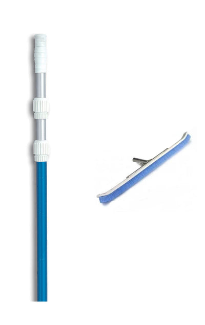 Pentair R111342 Pool Wall Aluminum Back Curved Brush w/ 7'-21' Telescopic Pole