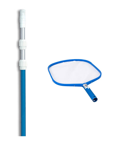 Pentair R121026 Pool Spa Hand Leaf Skimmer Mesh Net w/ 7'-21' Telescopic Pole