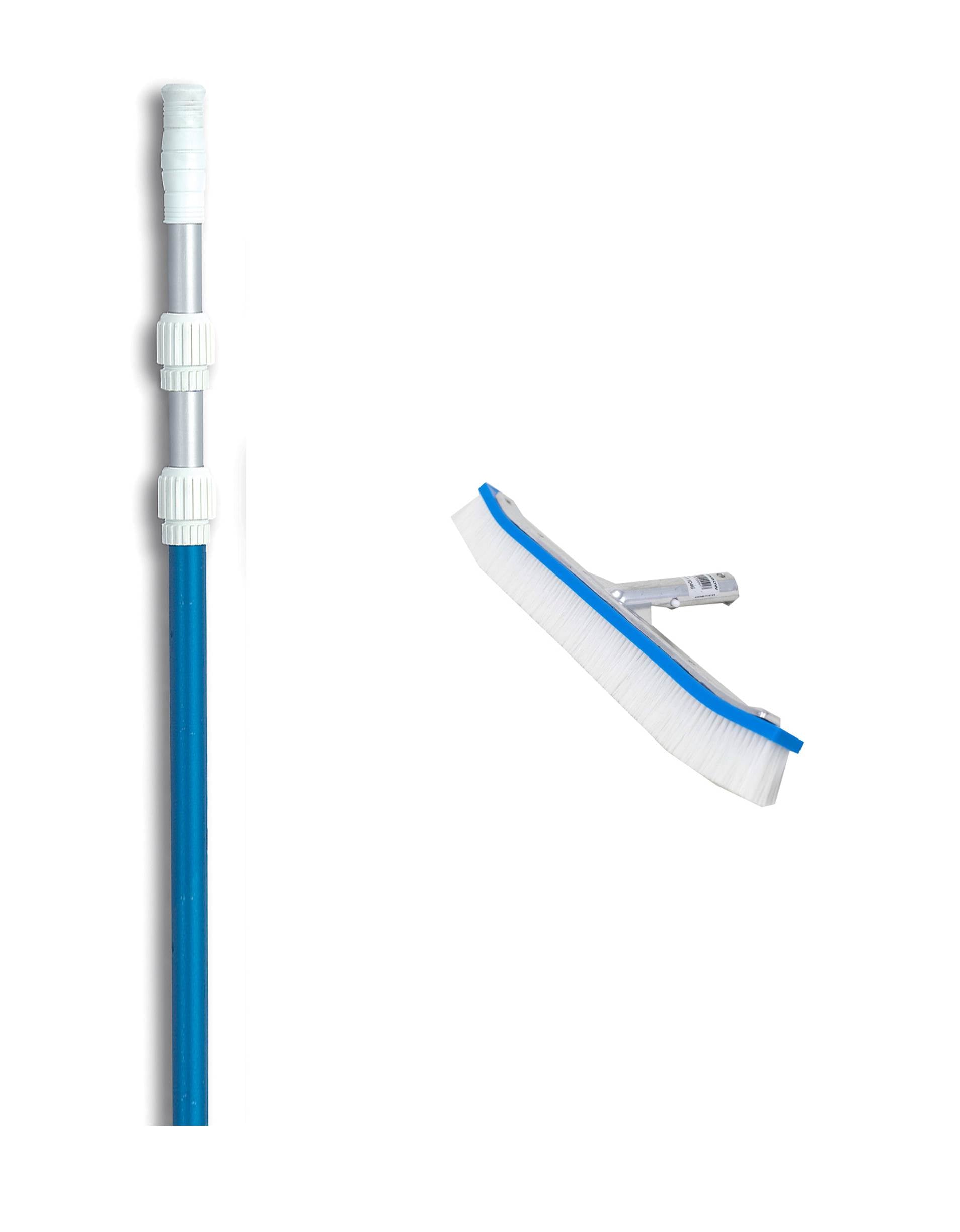 Pentair R111046 18" Curved Pool Spa Wall Floor Brush w/ 5'-15' Telescopic Pole - VMInnovations