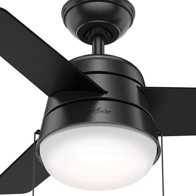 Hunter Fan Company Aker 32 Inch Ceiling Fan with LED Light Kit, Black (Open Box)