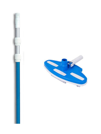 Pentair R201350 #193 Pool Vinyl Liner Vacuum Head Brush w/ 5-15' Telescopic Pole - VMInnovations