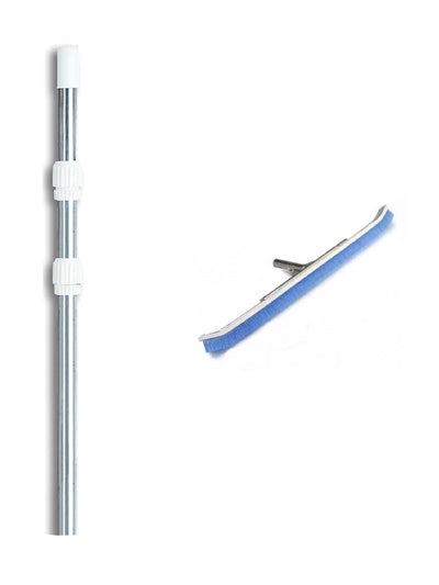 NEW Pentair R111342 Pool Aluminum Curved Brush Nylon w/ 4'-12' Telescopic Pole