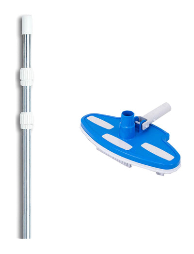 Pentair R201350 193 Pool Vinyl Liner Vacuum Head Brush w/ 4'-12' Telescopic Pole - VMInnovations