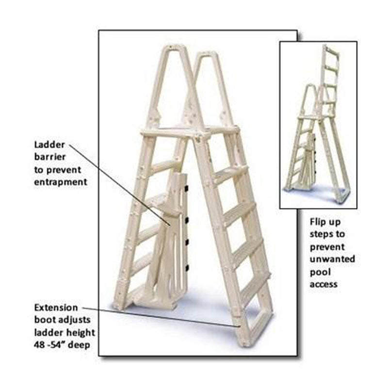 Confer 7100B Evolution A Frame Above Ground Swimming Pool Ladder 48 to 54" w/Mat