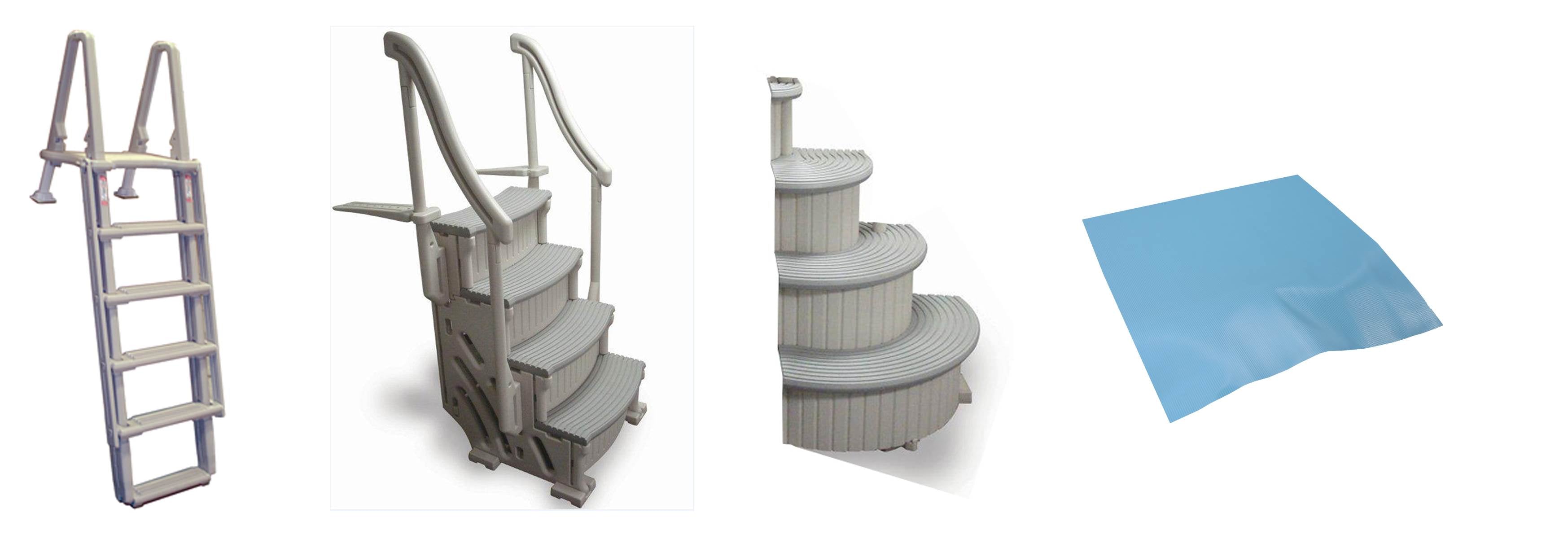 Confer Above Ground CCXAG Pool Ladder Steps + 8100X Steps + CCXAG2 Add on + Pad