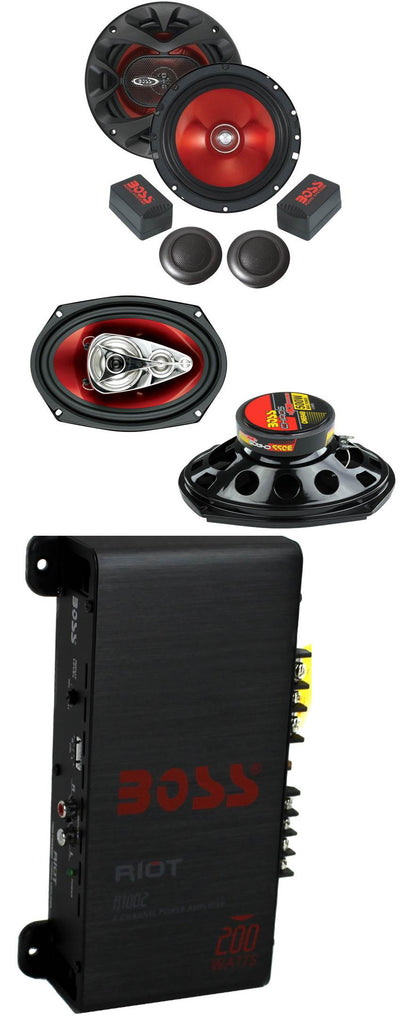 BOSS CH6940 6x9" 500W 4-Way+6.5" 350W 2 Way Car Audio Speakers+2 Ch Amplifier