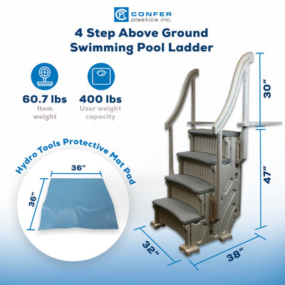 Confer Plastics Curved Pool Step & Hydrotools by Swimline 36"x36" Ladder Mat - VMInnovations