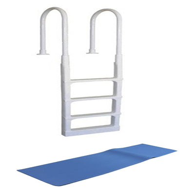 Main Access 200300 Pro Series Swimming Pool Ladder w/ Swimline 9 x 24 Inch Mat - VMInnovations