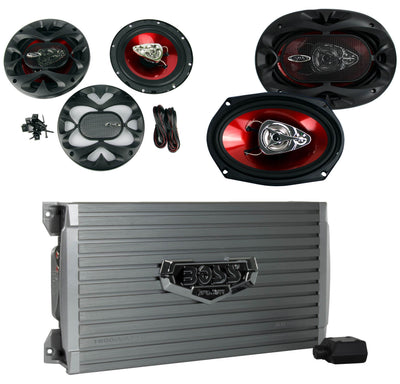 BOSS AUDIO AR1600.4 1600W 4 Channel Car Amplifier Amp+Remote+ 6.5"/6x9" Speakers
