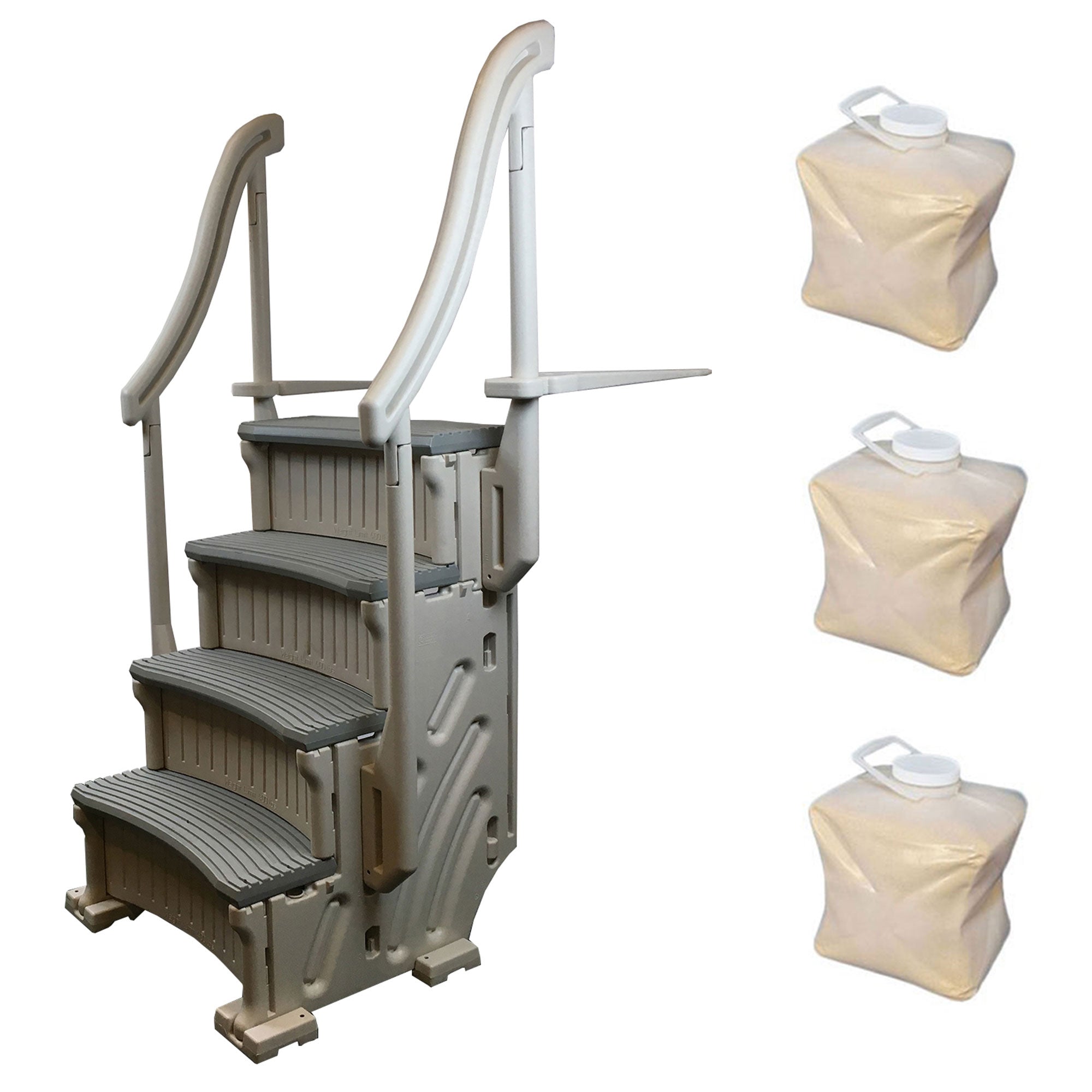 Confer Above Ground Pool Steps w/Main Access Pool Ladder Weight Holders (3 Pack)