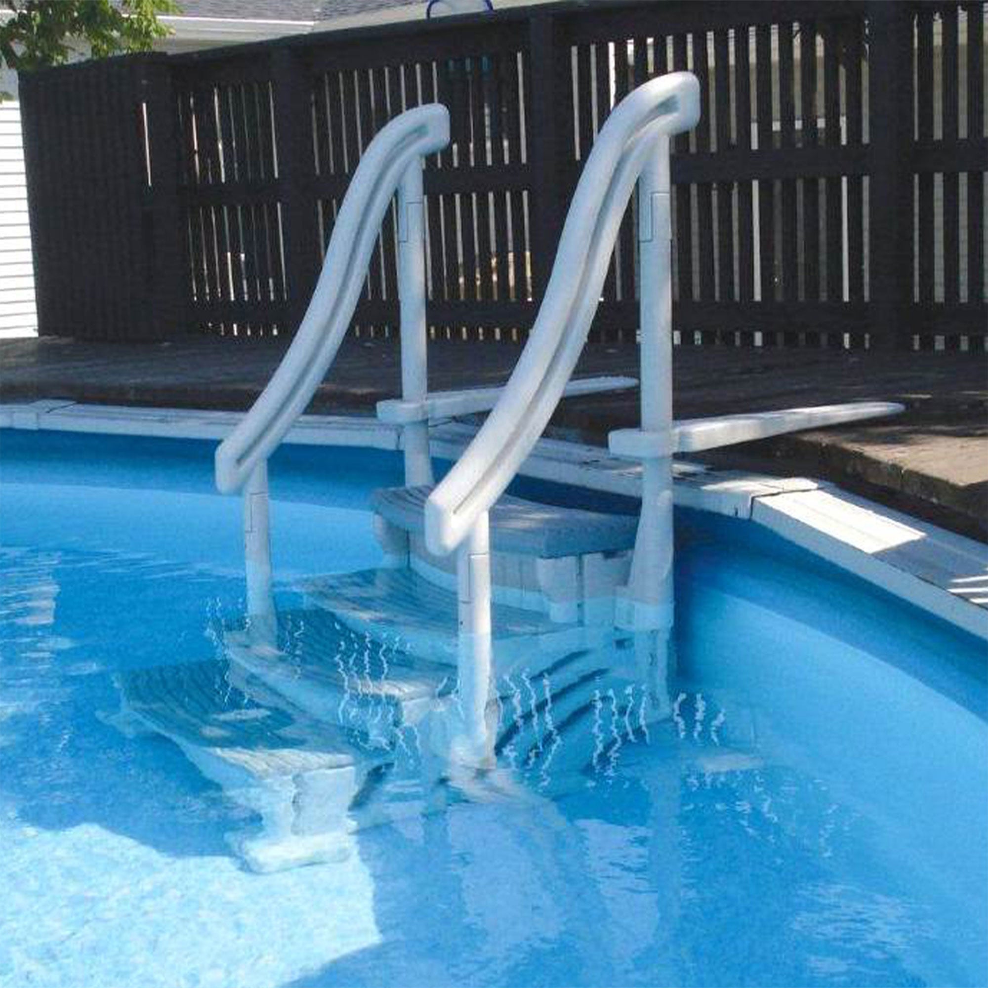 Confer Above Ground Pool Steps w/Main Access Pool Ladder Weight Holders (3 Pack)