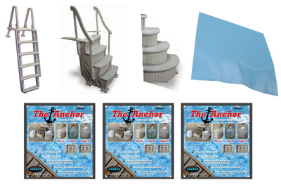 Confer Above Ground CCXAG Pool Steps + CCXAG2 Add on + Ladder + Pad + 3 Weights
