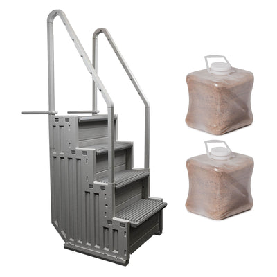 Confer Plastics In-Pool 4 Step Ladder w/ Main Access Anchor Sand Weight (2 Pack)