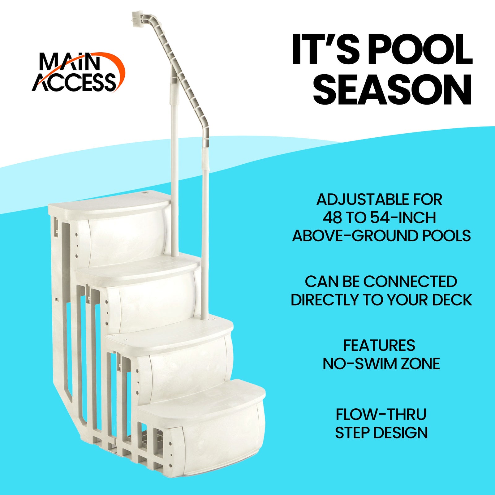 Main Access 200100T Above Ground Pool Ladder Steps w/ Mat Pad + 2 Sand Weights - VMInnovations