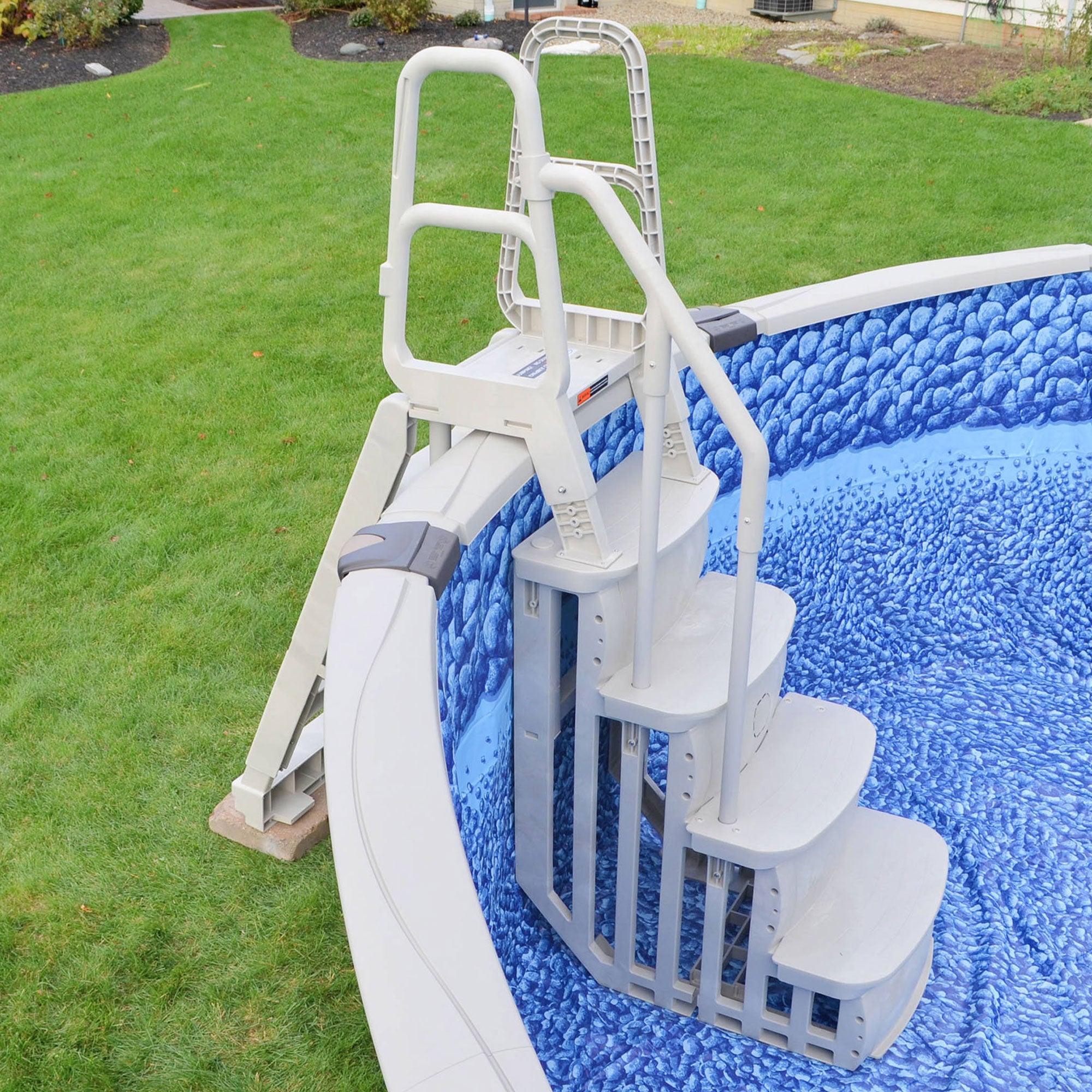 Main Access 200100T Above Ground Pool Ladder Steps w/ Mat Pad + 2 Sand Weights - VMInnovations
