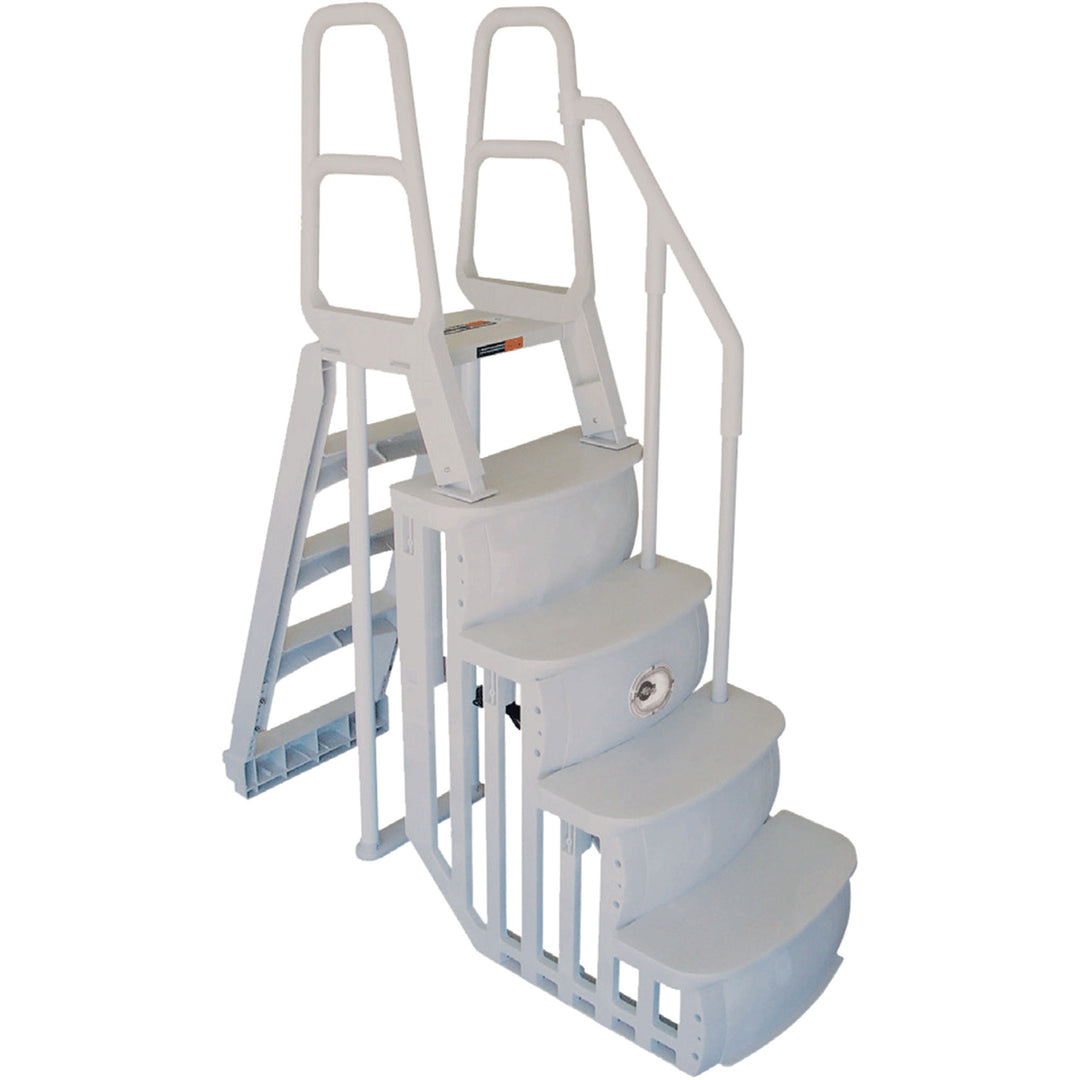 Main Access 200100T Above Ground Pool Ladder Steps w/ Mat Pad + 2 Sand Weights