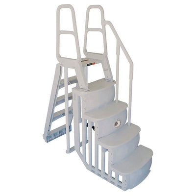 Main Access 200100T Above Ground Pool Ladder Steps w/ Pad + 2 Weights + LED Lite