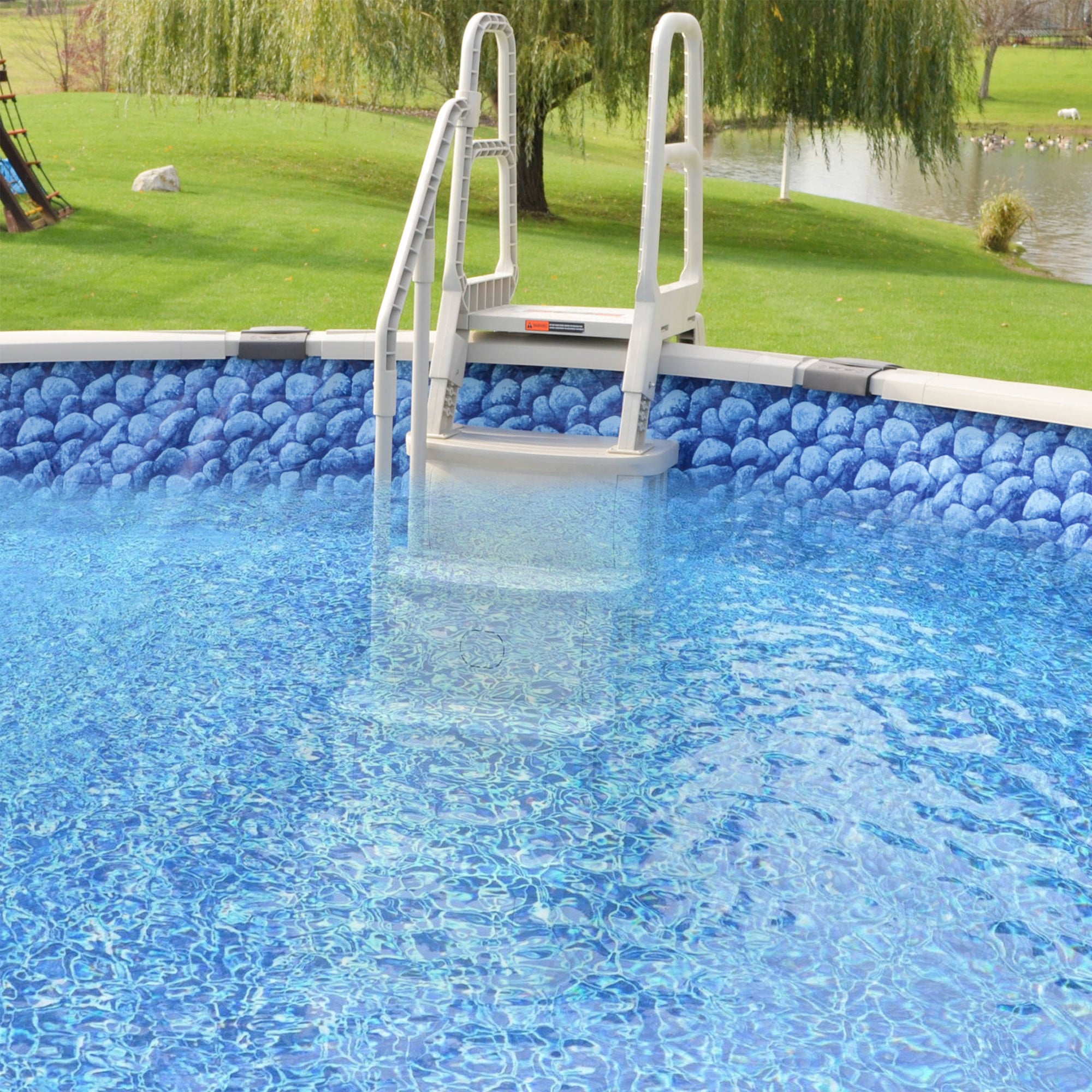 Main Access 200100T Above Ground Pool Ladder Steps w/ Pad + 2 Weights + LED Lite - VMInnovations