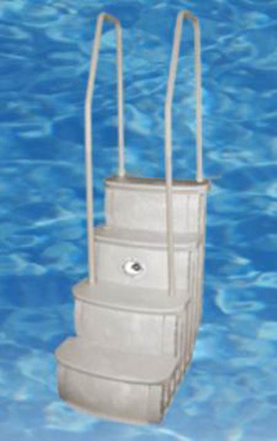 Main Access iStep Above Ground Pool Entry Ladder w/ Pad + 2 Weights + LED Light - VMInnovations