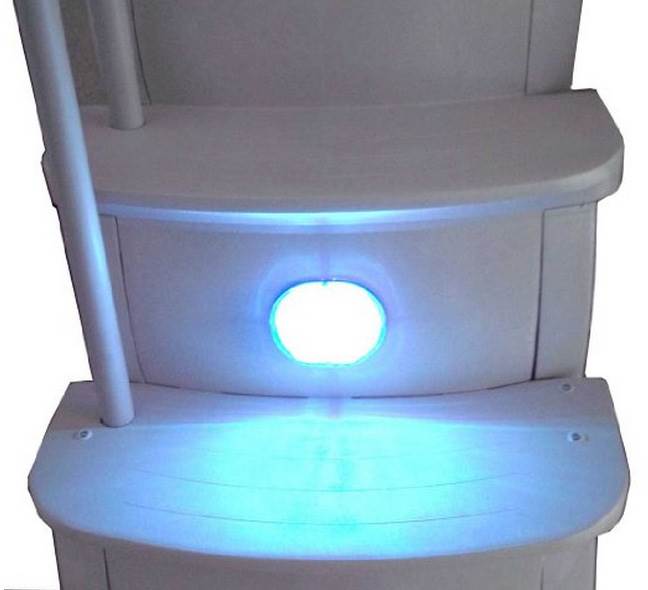 Main Access iStep Above Ground Pool Entry Ladder w/ Pad + 2 Weights + LED Light - VMInnovations