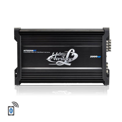 Lanzar HTG258BT 2000W 2-Ch Car Audio Amplifier Amp Wireless Bluetooth + Amp Kit