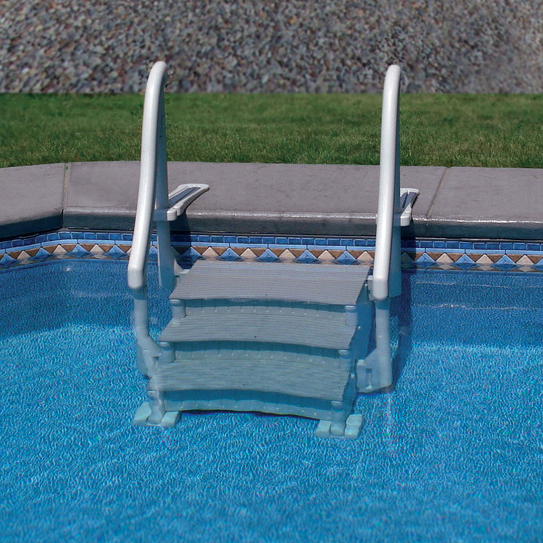 Confer Plastics Curved In-Pool 3 Step Ladder System for In Ground Pool(Open Box) - VMInnovations
