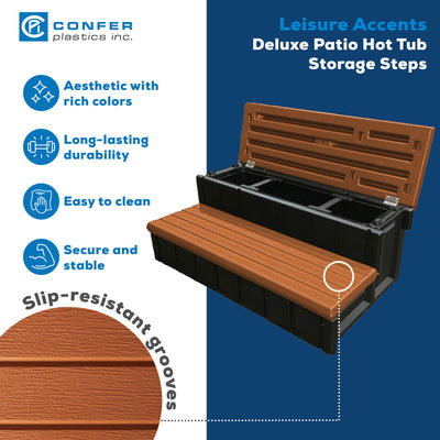 Leisure Accents 36-Inch Long Spa Storage Steps (Redwood/Black)(Open Box)(2 Pack) - VMInnovations