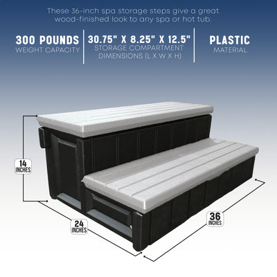 Confer 36"  Resin Hot Tub & Spa Steps with Storage, Gray/Black (For Parts) - VMInnovations