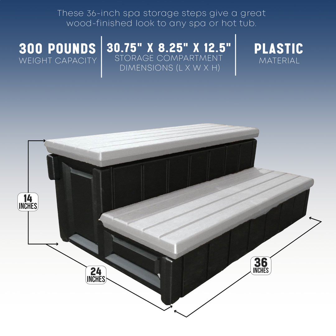 Confer Plastics Leisure Accents 36 Inch Outdoor Spa Hot Tub Storage Steps, Gray - VMInnovations