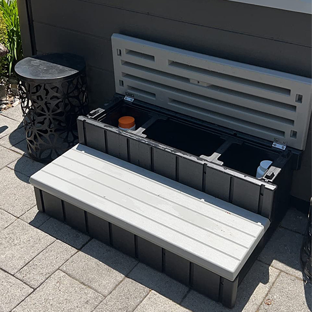 Confer Plastics Leisure Accents 36 Inch Outdoor Spa Hot Tub Storage Steps, Gray - VMInnovations