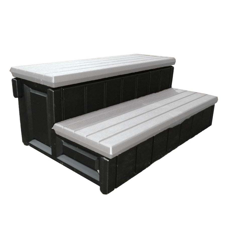 Confer Plastics Leisure Accents 36 Inch Outdoor Spa Hot Tub Storage Steps, Gray - VMInnovations