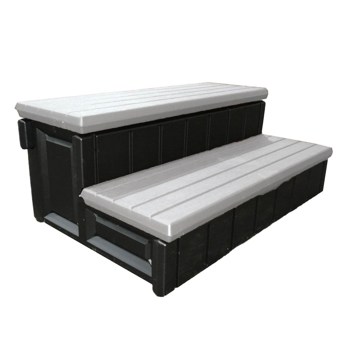 Confer 36 Inch Resin Hot Tub and Spa Steps with Storage Compartments, Gray/Black (Refurbished)