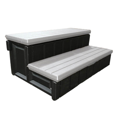Confer 36 Inch Resin Hot Tub and Spa Steps with Storage Compartments, Gray/Black (Refurbished)