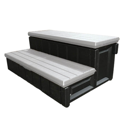 Confer 36 Inch Resin Hot Tub and Spa Steps with Storage Compartments, Gray/Black (Refurbished)