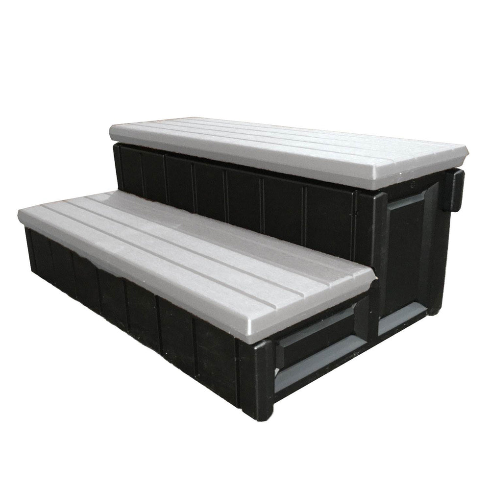 Confer Plastics Leisure Accents 36 Inch Outdoor Spa Hot Tub Storage Steps, Gray - VMInnovations