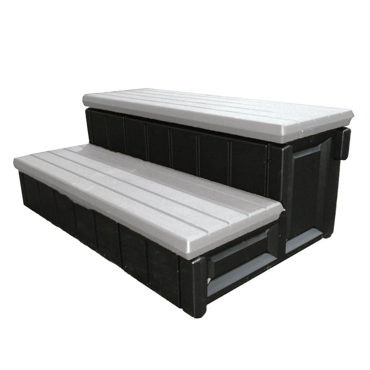 Confer Plastics Leisure Accents 36 Inch Outdoor Spa Hot Tub Storage Steps, Gray - VMInnovations