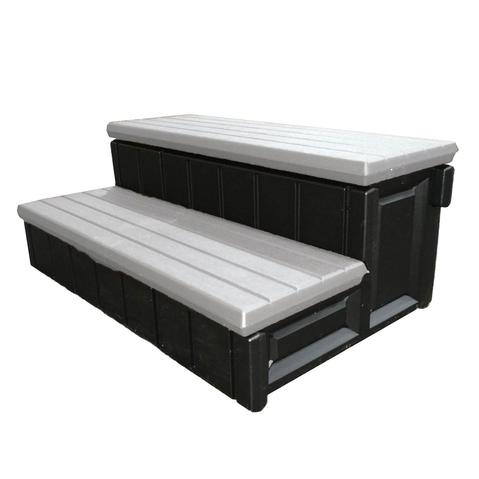 Confer 36"  Resin Hot Tub & Spa Steps with Storage, Gray/Black (For Parts) - VMInnovations