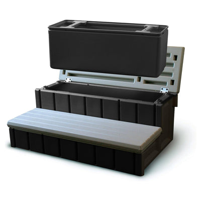 Confer 36"  Resin Hot Tub & Spa Steps with Storage, Gray/Black (For Parts) - VMInnovations